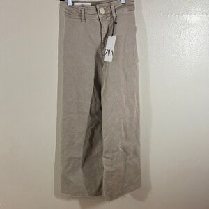 Zara Beige Straight-Leg Trousers